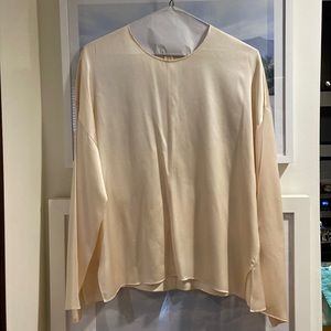 Vince cream silk long sleeve blouse, XL
